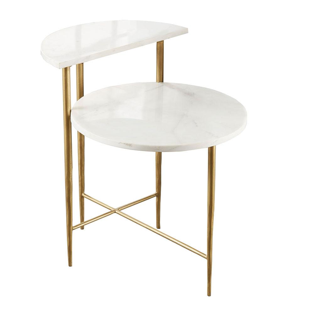 Rent to Own Steve Silver Furniture Patna White Marble Top Side End Tbl